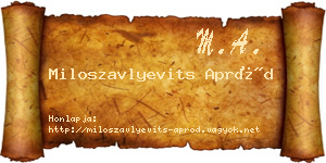 Miloszavlyevits Apród névjegykártya